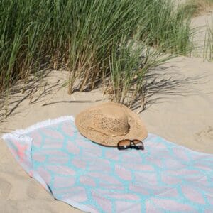 Hamamdoek - Stranddoek Coral mint - koraalrood