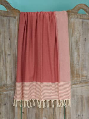 Hamamdoek - Stranddoek Honeycomb Stripe rood