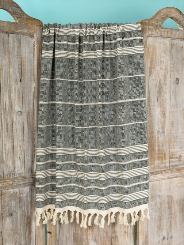 Hamamdoek - Stranddoek - Pestemal Diamond Stripe zwart