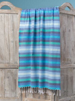 Stranddoek - Hamamdoek - Pestemal Spring blauw - groen