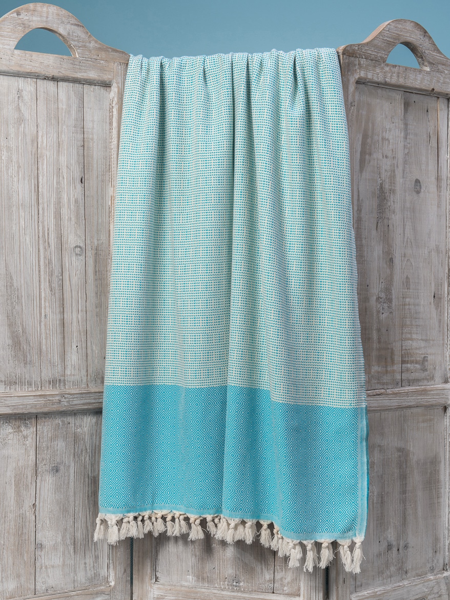 Hamamdoek XXL - Plaid Diamond stripe turquoise