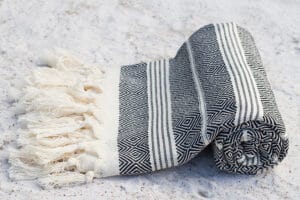 Stranddoek - Hamamdoek - Pestemal Diamond Stripe zwart