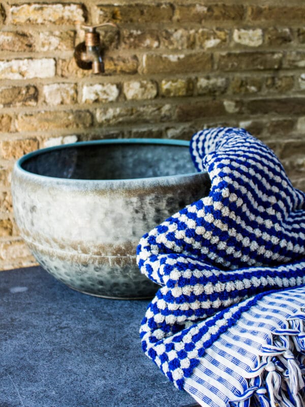 Pompom badlaken blauw