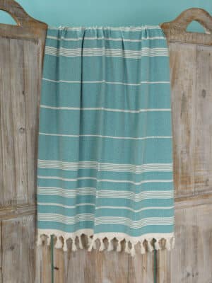Stranddoek - Hamamdoek Diamond Stripe teal