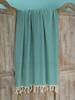 Stranddoek - Hamamdoek Wave teal ♥ Katoendraad